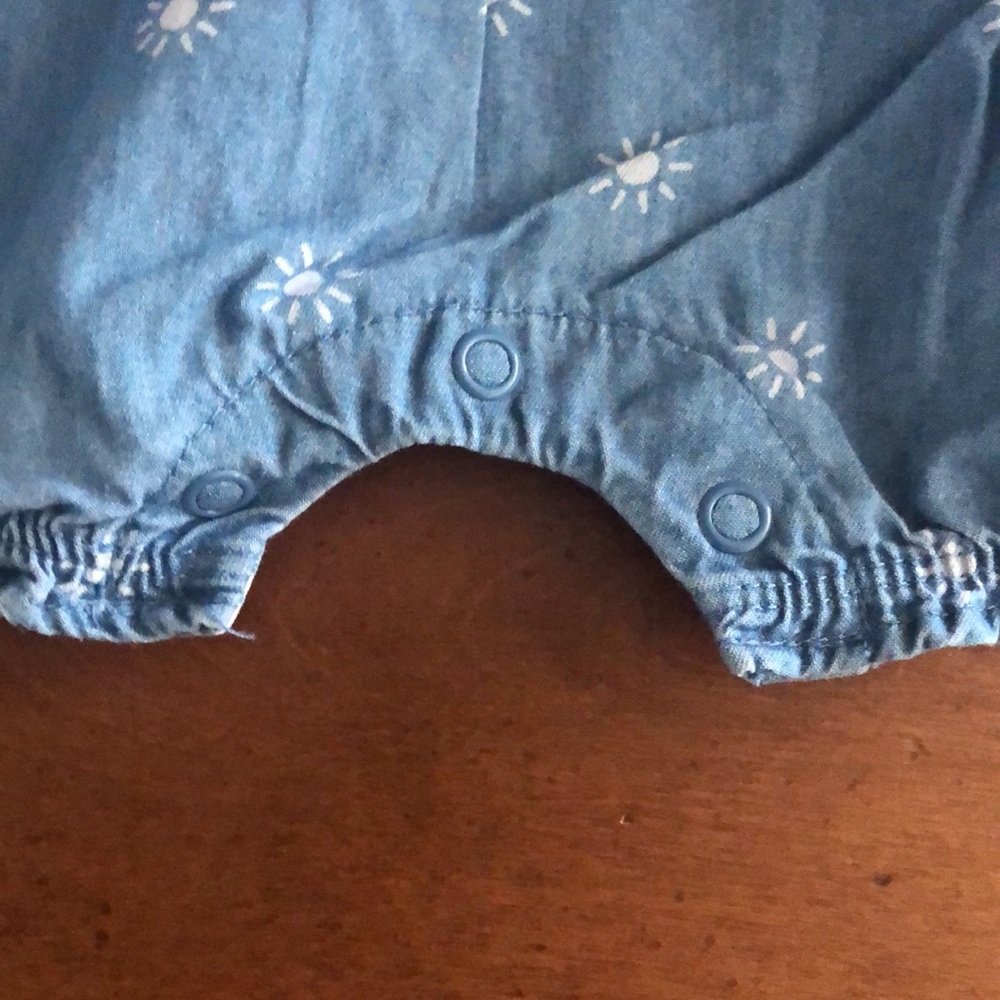 Newborn girl’s jean jumper romper summer sun one piece - Picture 5 of 5
